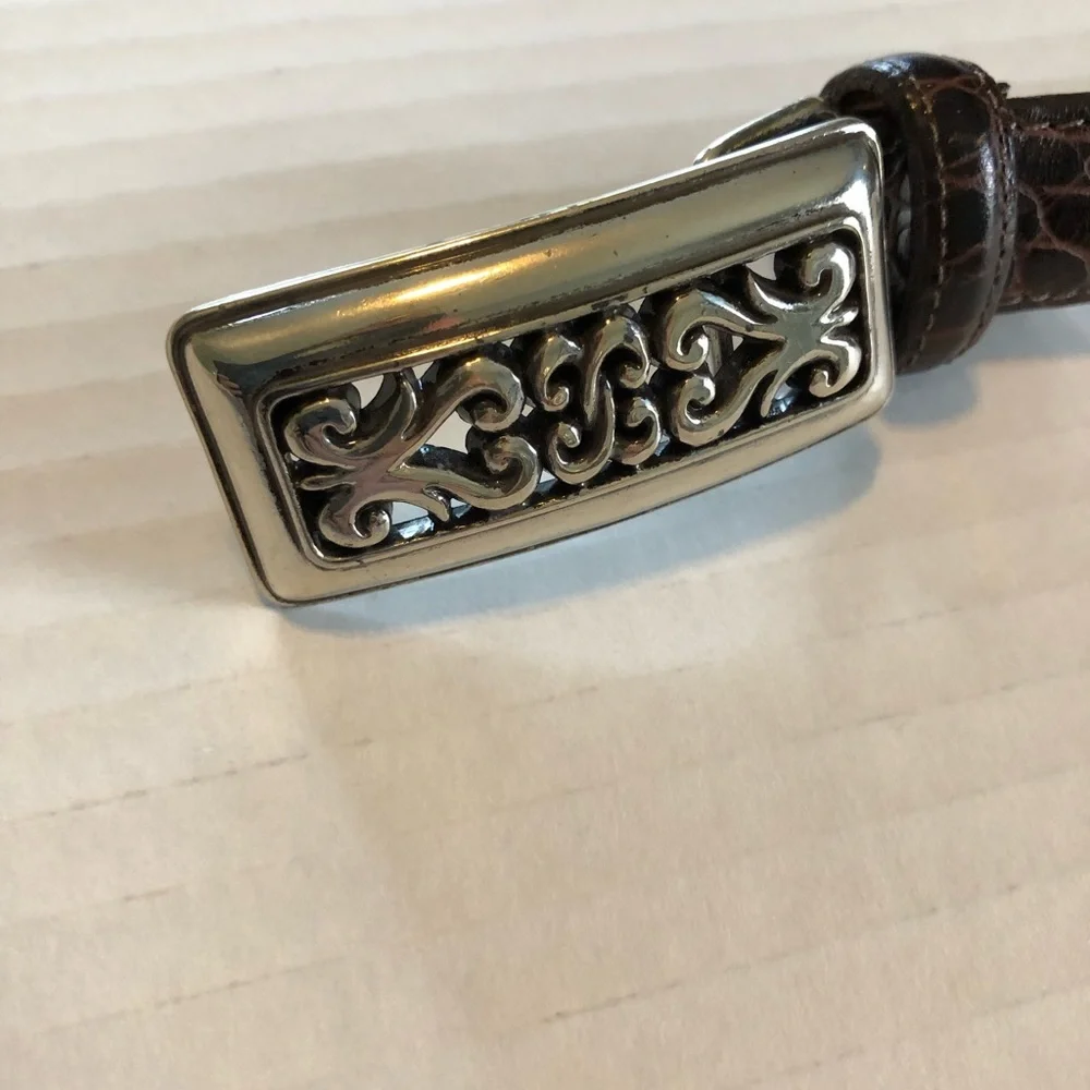 Brighton Croco Brown Leather Belt.  Medium - Picture 9 of 11
